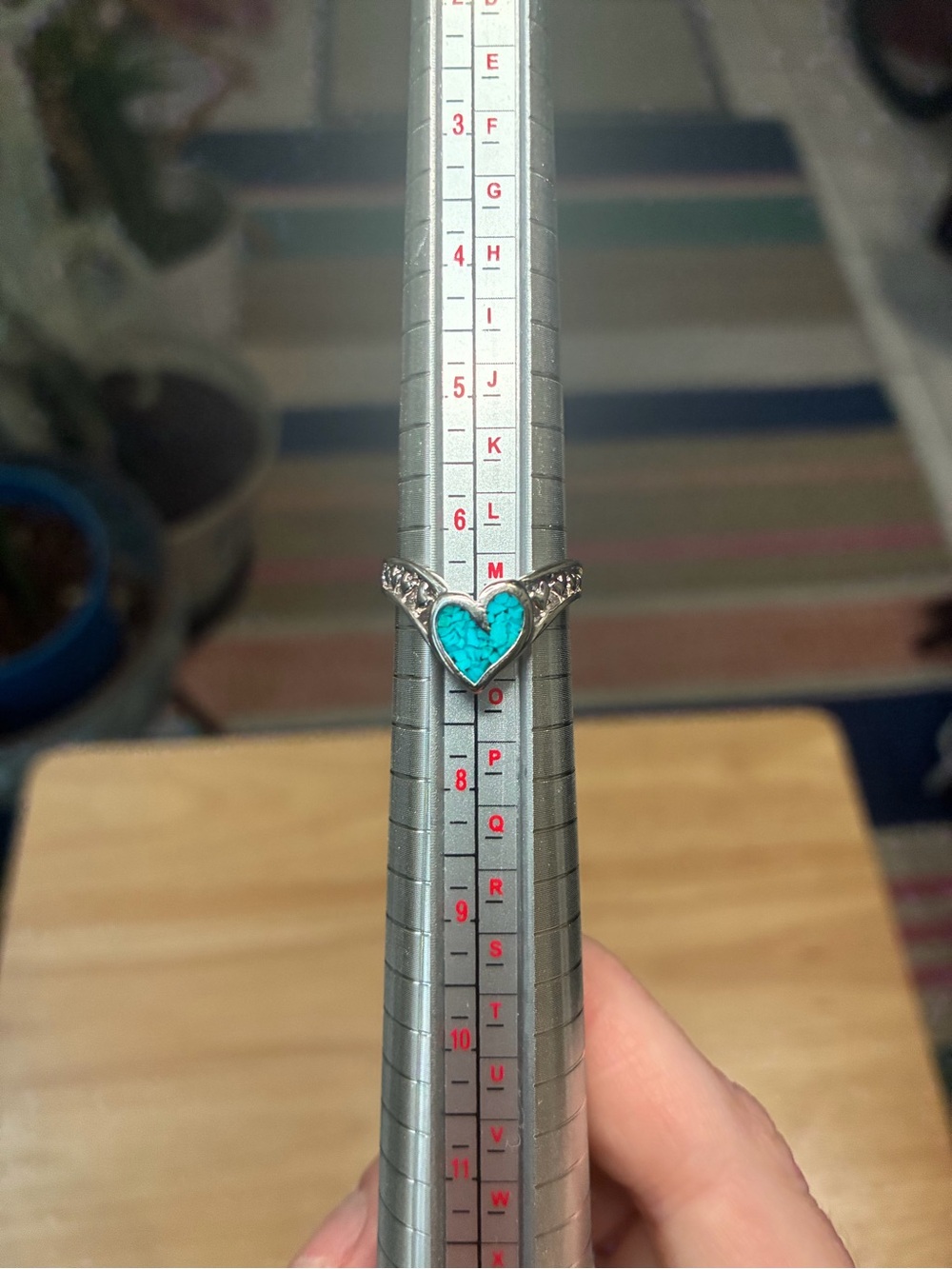 Sterling Silver Heart Ring with Turquoise Inlay • Size 6.5 Boho Southwestern
